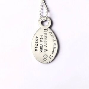 Tiffany & Co. Vintage Return to Tiffany 925 Silver Oval Dog Tag Necklace (#1A)